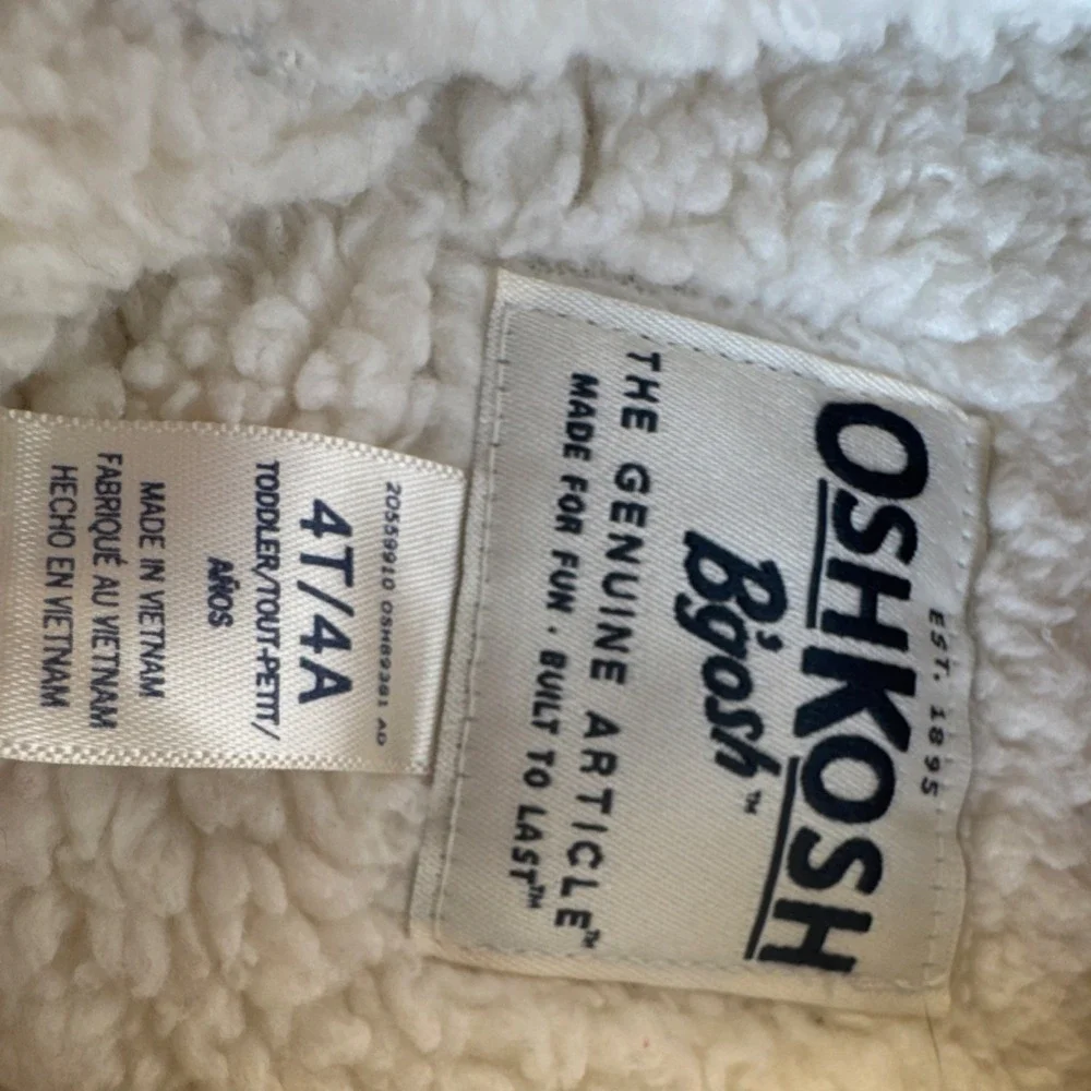 OshKosh B'gosh Gray Polka Dot Hooded Fleece-Lined Zip Jacket 4T 20598910
